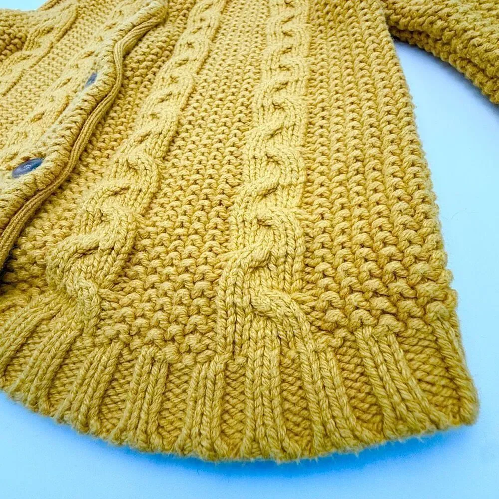Gymboree Mustard Yellow Button Up Chunky Knit Cardigan Sweater - US Toddler Size